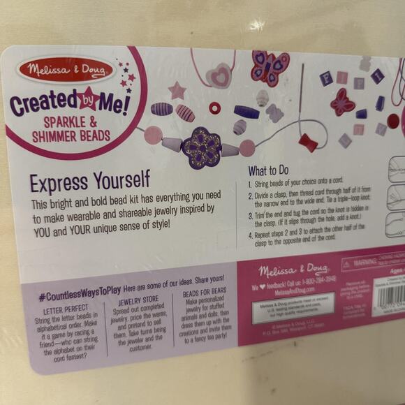 Melissa & Doug Created by Me Sparkle Shimmer Beads Wooden Kit 340+ Beads NEW - Picture 5 of 5